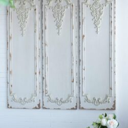 Large Wall Art Panel, Rectangle Wall Sculpture, Wall Decor For Living Room Dining Room Office Bedroom (Set of 3) - White