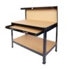 Steel Workbench Tool Storage Work Bench Workshop Tools Table With Drawer And Peg Board - Black / Light Brown - Image 5