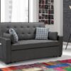 William - Modern Fabric Sleeper Sofa With 2 USB Charging Ports And 4 Accent Pillows - Gray - Image 4