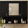 Wall Mounted Bathroom Medicine Cabinet, Modern Bathroom Wall Cabinet With Mirror, Mirror Cabinet With Open Shelves - Black - Image 24
