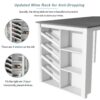 Topmax - 5 Piece Updated Counter Height Solid Wood Dining Table Set, Table With Curved Wine Rack And 4 Upholstered Chairs - White - Image 5