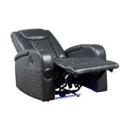 Alair - Leather Aire Power Motion Recliner With Bluetooth, Wireless Charger Cupholder - Dark Gray