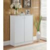 Shoe / Storage Cabinet With Two Doors Five Shelves - White - Image 2