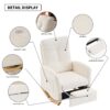 Accent Rocking Chair & Footrest High Back Rubber Wood Rocking Legs Bedroom Living Space - Beige - Image 7