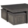 Moseberg - Oak Coffee Table With Storage Stools (Set of 5) - Gray - Image 3