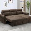 Hugo - Reversible Sleeper Sectional Sofa Chaise With USB Charger - Brown - Image 3