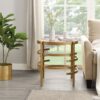 21.65" Modern High-End Charm: Pandora Sintered Stone End Table, Small Coffee Table - Gold - Image 4