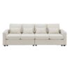 4 Seater Modern Linen Sofa With Armrest Pockets And 4 Pillows, Minimalist Style Couch - Beige - Image 2