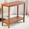 Workstation For Garden Balcony Garage, Acacia Console Potting Table - Light Brown - Image 15