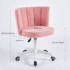 Home Office Chair, Fluffy Fuzzy Comfortable Makeup Vanity Chair, Swivel Desk Chair Height Adjustable Dressing Chair For Bedroom - Pink / White - Image 6
