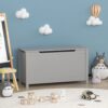 Kids Wooden Toy Box Storage With Safety Hinged Lid For Ages 2+ - Gray - Image 4