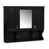 Wall Mounted Bathroom Medicine Cabinet, Modern Bathroom Wall Cabinet With Mirror, Mirror Cabinet With Open Shelves - Black - Image 11