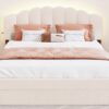 Queen Size Upholstered Platform Bed With Drawer - Beige - Image 14