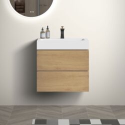 Alice - U040-Alice24-106 Bathroom Vanity With Sink, Large Storage Wall Mounted Floating Bathroom Vanity For Modern Bathroom - Oak / White