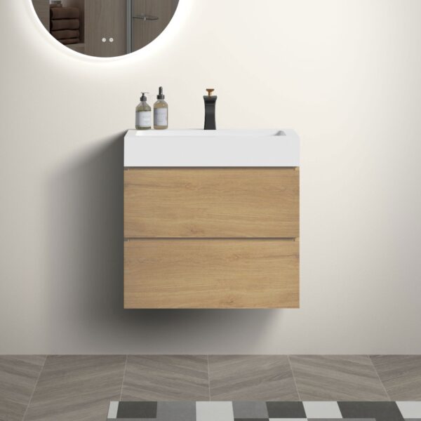 Alice - U040-Alice24-106 Bathroom Vanity With Sink, Large Storage Wall Mounted Floating Bathroom Vanity For Modern Bathroom - Oak / White