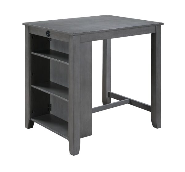Graham - Small Space Counter Height Dining Table With USB Charging Ports And Shelves - Gray