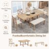 Topmax - 6 Piece Farmhouse Extendable Dining Table With Footrest, 4 Upholstered Dining Chairs And Dining Bench, Two 11" Removable Leaf - Natural / Beige - Image 4