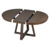 5 Piece Retro Functional Dining Set, Round Table With Leaf And 4 Upholstered Chairs For Dining Room And Living Room - Walnut - Image 11