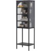 Metal Glass Door Display Storage Cabinet, 5 Tier Cube Bookshelf Storage Cabinet With 3 Adjustable Shelves For Kitchen, Dining Room, Living Room, Bathroom, Home Office - Black - Image 6
