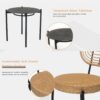 3 Pieces Of Luxury Outdoor Wicker Furniture Patio Bistro Style Table And Chair Combination, Weather Resistant PE Wicker Weave, Suitable For Garden - Black / Natural - Image 7