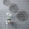 Metal Flowers Wall Decor, Transitional Wall Floral Sculpture For Foyer Porch Hallway Entrance (Set of 3) - Gold - Image 3