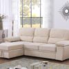 Kipling - Velvet Fabric Reversible Sleeper Sectional Sofa Chaise - Beige - Image 10