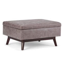 Owen - Coffee Table Storage Ottoman - Distressed Gray Taupe