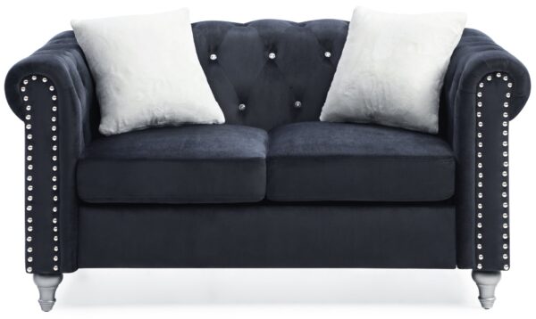 Stylish Contemporary Loveseat - Black