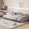 Twin Size Upholstered Daybed, Sherpa Fabric Sofabed With Cloud-Shaped Backrest, No Box - Spring Needed - Gray - Image 14