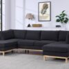 Hallie - Wide Sherpa Double Chaise U-Shape Sectional Sofa - Black - Image 4