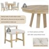 5 Piece Retro Functional Dining Set, Round Table With Leaf And 4 Upholstered Chairs For Dining Room And Living Room - Natural - Image 7