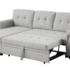 Destiny - Linen Reversible Sleeper Sectional Sofa With Storage Chaise - Light Gray - Image 2
