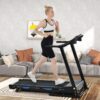 Treadmills For Home, Electric Treadmill With Automatic Incline, Foldable 3.5Hp Workout Running Machine Walking, Double Running Board Shock Absorption Pulse Sensor Bluetooth Speaker App Fitshow - Black - Image 9