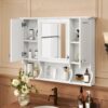 Wall Mounted Bathroom Medicine Cabinet, Modern Bathroom Wall Cabinet With Mirror, Mirror Cabinet With Open Shelves - White - Image 2