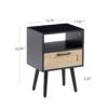 15.75" Rattan End Table With Drawer And Solid Wood Legs, Modern Nightstand, Side Table For Living Room, Bedroom - Black - Image 3