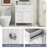 Bathroom Vanity & Top Sink, Modern Bathroom Storage Cabinet, 2 Drawers And A Tip-Out Drawer, Single Sink Bathroom Vanity - White - Image 6