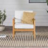 Contemporary Cushioned Eucalyptus Wood Patio Accent Chair - Natural - Image 6