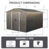 8X10Ft Outdoor Metal Storage Shed - Gray - Image 5
