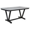 6 Piece Dining Table Modern Style With 4 Chairs & 1 Bench, Table With Marbled Veneers Tabletop And V-Shaped Table Legs - White - Image 12