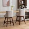 Counter Height Swivel Barstools, Upholstered Bar Stools (Set of 2) - Ivory - Image 14