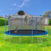 14Ft Trampoline For Adults & Kids With Basketball Hoop, Outdoor Trampolines With Ladder And Safety Enclosure Net For Kids And Adults, Double-Side Color Cover - Blue - Image 4