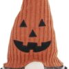 Sitting Gnome With Knit Hat, For Halloween Decor - Black / Orange / White - Image 2