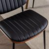 Dining Chairs Mid-Century Modern Retro Faux Leather Chair With Walnut Bentwood Back Upholstered Seat Metal Legs Adjustable Foot For Kitchen Dining Room Chairs (Set of 2) - Black - Image 12
