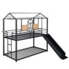 Twin Over Twin Bunk Bed, Housebed With Slide - Black - Image 9