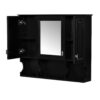 Wall Mounted Bathroom Medicine Cabinet, Modern Bathroom Wall Cabinet With Mirror, Mirror Cabinet With Open Shelves - Black - Image 13
