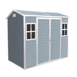 8 X 4Ft Resin Outdoor Storage Shed With Two - Window And Double - Door, Plastic Shed With Floor For Gargen, Patio, Yard, Lawn - Gray