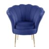 Angelina - Velvet Scalloped Back Barrel Accent Chair With Metal Legs - Blue - Image 2