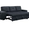 Lucas - Linen Sleeper Sectional Sofa With Reversible Storage Chaise - Dark Gray - Image 3