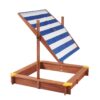 Kids Sandbox With Cover, Sand Box With Adjustable Canopy, Large Outdoor Cedar Sandpit For Backyard Play - Reddish Brown - Image 17