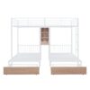 Full Over Twin & Twin Triple Bunk Bed With Drawers, Multi-Functional Frame With Desks And Shelves In The Middle - White - Image 2